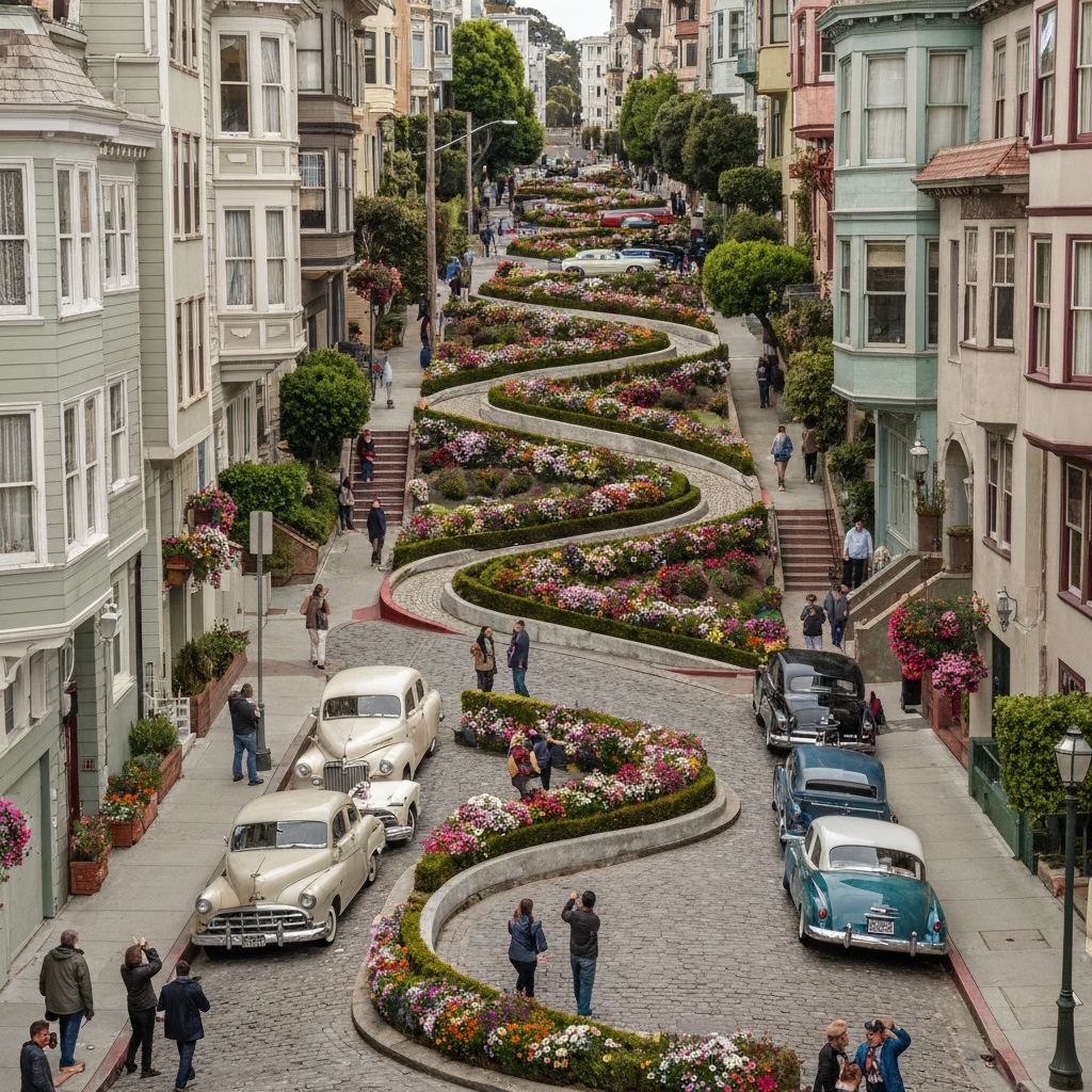 Famous Lombard Street in Russian Hill